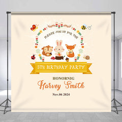 Lofaris Custom Name Animals 5th Birthday Party Backdrop