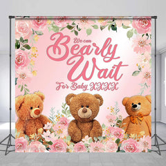 Lofaris Custom Name Bearly Wait Floral Baby Shower Backdrop