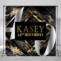 Lofaris Custom Name Black And Gold 40th Birthday Backdrop