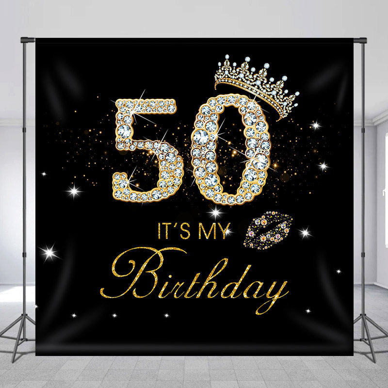 Lofaris Custom Name Black Diamond 50th Birthday Backdrop