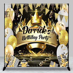 Lofaris Custom Name Black Gold Balloons Birthday Backdrop