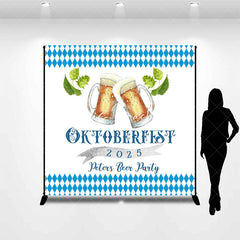 Lofaris Custom Name Blue Oktoberfest Beer Party Backdrop