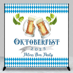 Lofaris Custom Name Blue Oktoberfest Beer Party Backdrop