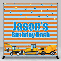 Lofaris Custom Name Blue Orange Stripe Car Birthday Backdrop