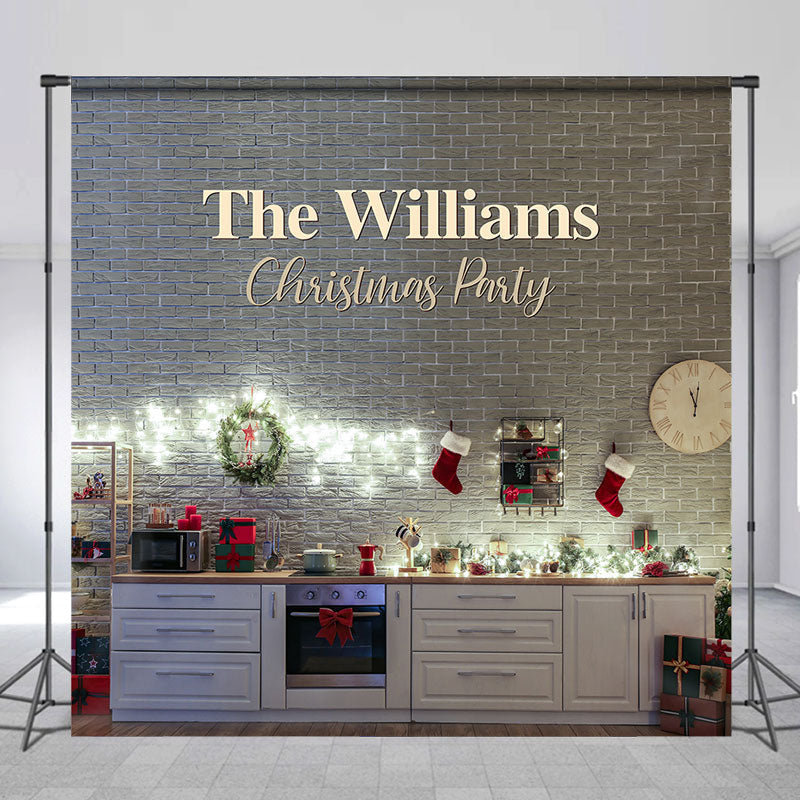 Lofaris Custom Name Brick Wall Cabinet Christmas Backdrop