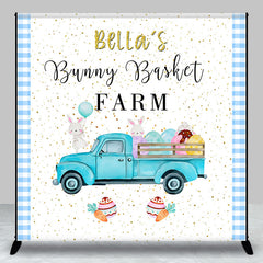 Lofaris Custom Name Bunny Basket Farm Truck Easter Backdrop