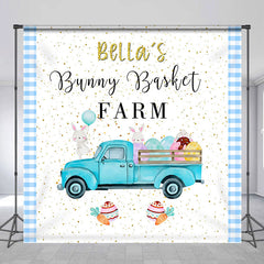 Lofaris Custom Name Bunny Basket Farm Truck Easter Backdrop