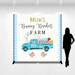 Lofaris Custom Name Bunny Basket Farm Truck Easter Backdrop