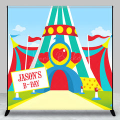 Lofaris Custom Name Colorful Circus Tent Birthday Backdrop