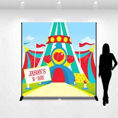 Lofaris Custom Name Colorful Circus Tent Birthday Backdrop