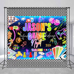 Lofaris Custom Name Colorful Neon Game Night Party Backdrop