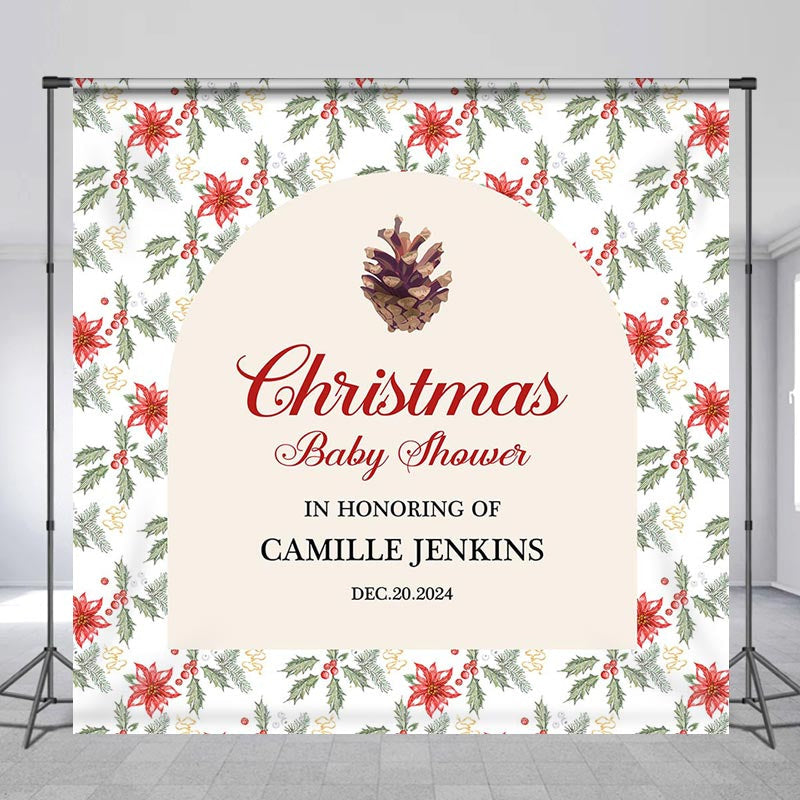 Lofaris Custom Name Cone Christmas Baby Shower Backdrop