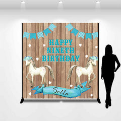 Lofaris Custom Name Cowgirl Horse Happy 9th Birthday Backdrop