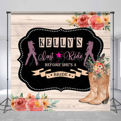 Lofaris Custom Name Cowgirl Last Ride Bridal Shower Backdrop