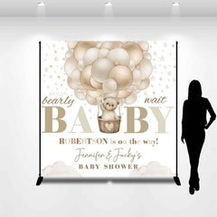 Lofaris Custom Name Cute Bear Balloons Baby Shower Backdrop