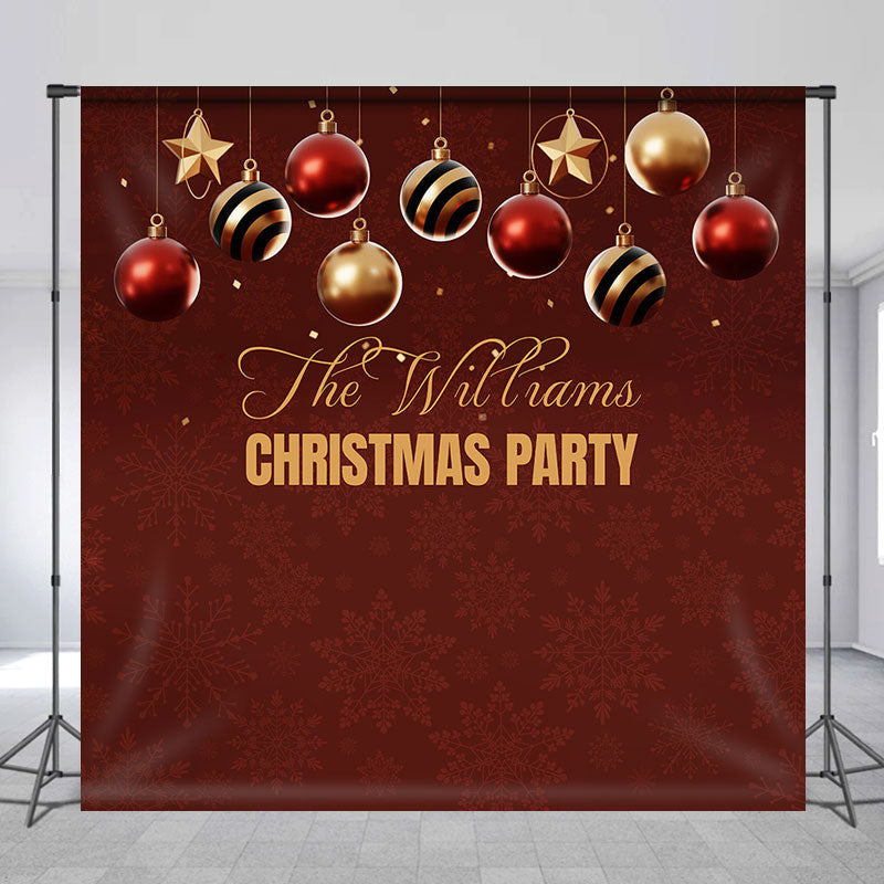 Lofaris Custom Name Dark Red Snowflake Christmas Backdrop