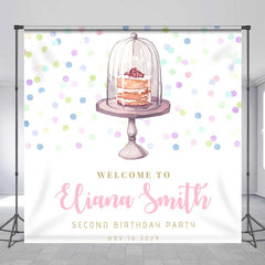 Lofaris Custom Name Dessert Cake Dots 2nd Birthday Backdrop