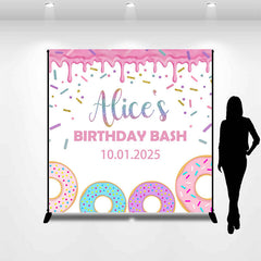 Lofaris Custom Name Donuts Birthday Bash Backdrop For Girl