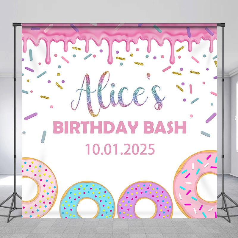 Lofaris Custom Name Donuts Birthday Bash Backdrop For Girl