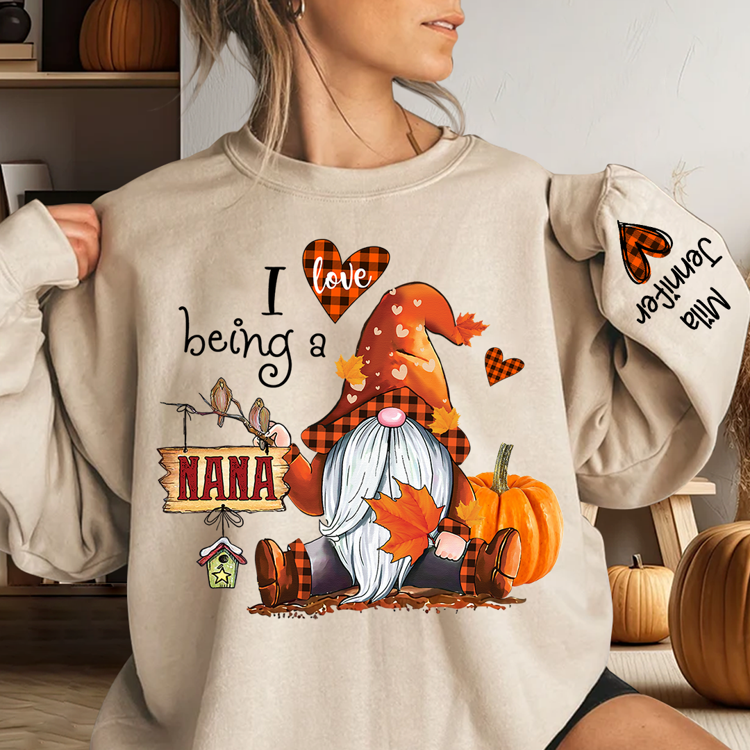 Lofaris I love being Nana Fall Gnome With Kids CTH01 Sweatshirt