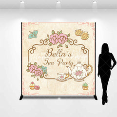 Lofaris Custom Name Fairy Tale Floral Tea Party Backdrop