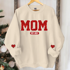 Lofaris Custom Name Glitter Mom Est And Kids Sweatshirt