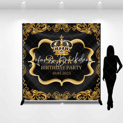 Lofaris Custom Name Gold Royal Crown Birthday Party Backdrop