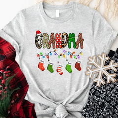 Lofaris Custom Name Grandma Christmas Stockings T-Shirt