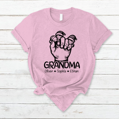 Lofaris Custom Name Grandma Hands Christmas Gift T-Shirt