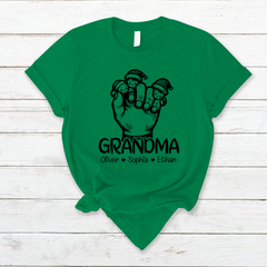 Lofaris Custom Name Grandma Hands Christmas Gift T-Shirt