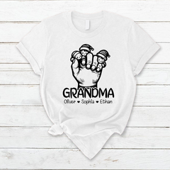 Lofaris Custom Name Grandma Hands Christmas Gift T-Shirt