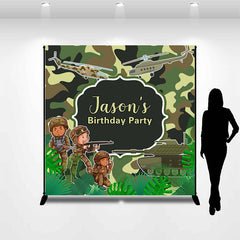 Lofaris Custom Name Green Camouflage Birthday Backdrop For Boy