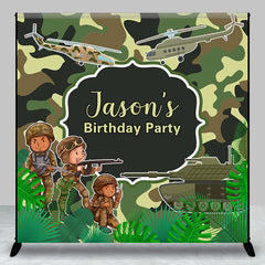 Lofaris Custom Name Green Camouflage Birthday Backdrop For Boy