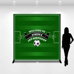 Lofaris Custom Name Green Football Field Birthday Backdrop