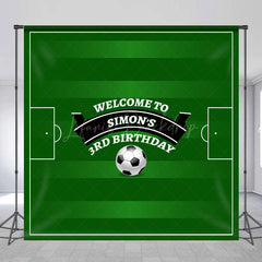 Lofaris Custom Name Green Football Field Birthday Backdrop