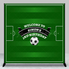 Lofaris Custom Name Green Football Field Birthday Backdrop