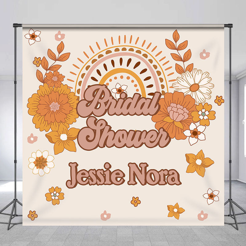 Lofaris Custom Name Groovy Rainbow Bridal Shower Backdrop