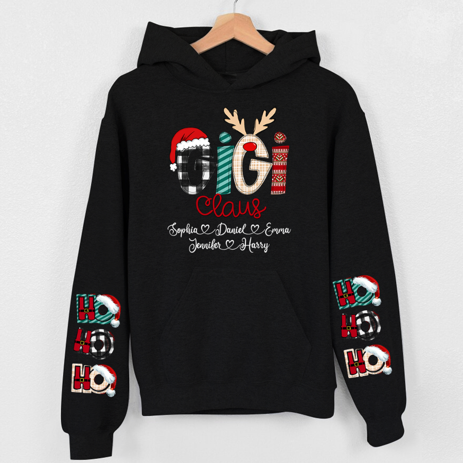 Lofaris Custom Name Hoho Gigi Claus Christmas Gift Hoodie