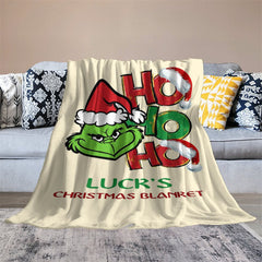 Lofaris Custom Name Hoho Grinch Yellow Christmas Blanket