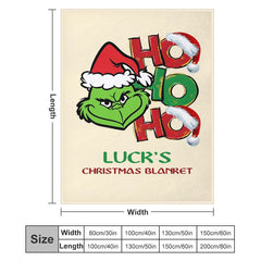 Lofaris Custom Name Hoho Grinch Yellow Christmas Blanket