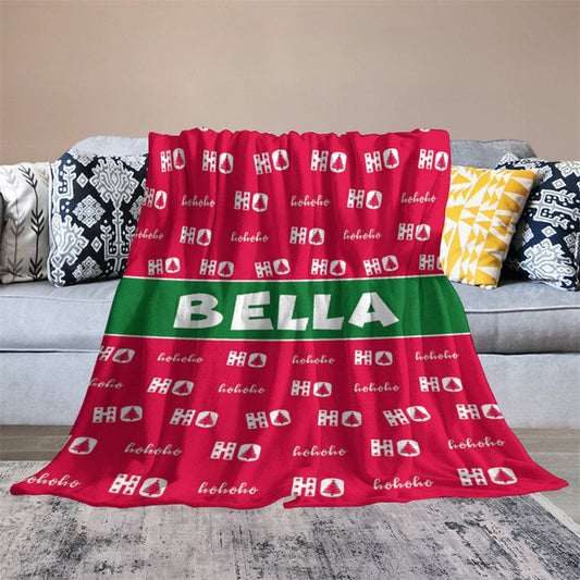 Custom Name Hoho Step And Repeat Christmas Blanket Lofaris