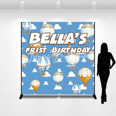 Lofaris Custom Name Hot Air Balloon Sky 1st Birthday Backdrop