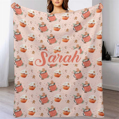 Lofaris Custom Name Hot Tea Gingerbread Man Repeat Blanket