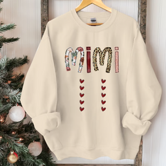 Lofaris Custom Name Leopard Mimi Heart Kids Gift Sweatshirt