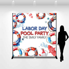 Lofaris Custom Name Lifebuoy Labor Day Pool Party Backdrop