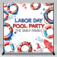 Lofaris Custom Name Lifebuoy Labor Day Pool Party Backdrop