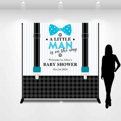 Lofaris Custom Name Little Man White Baby Shower Backdrop