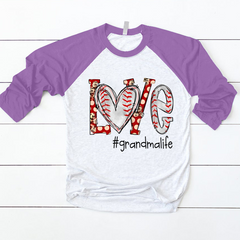 Lofaris Custom Name Love Grandma Life Heart Baseball Shirt