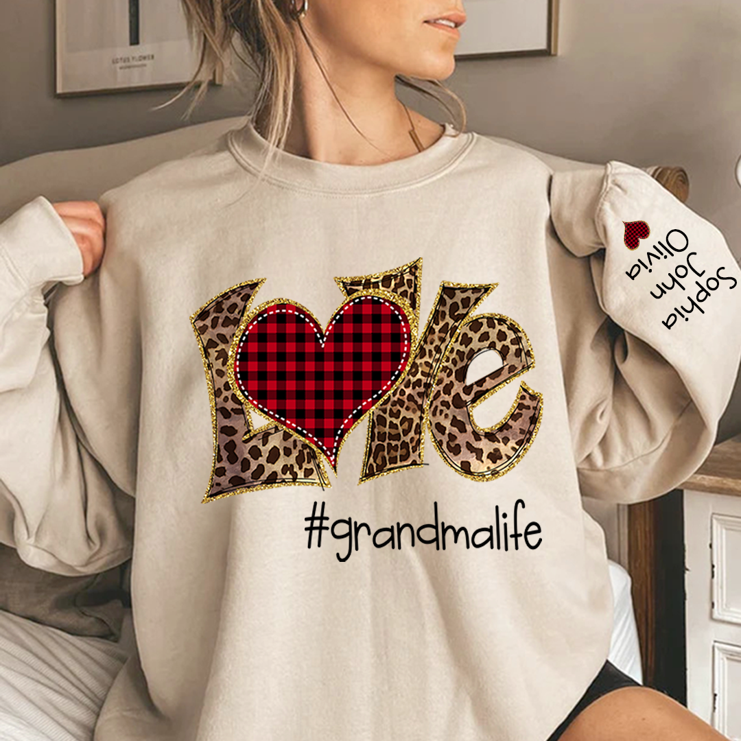 Lofaris Custom Name Love Grandmalife Leopard Sweatshirt