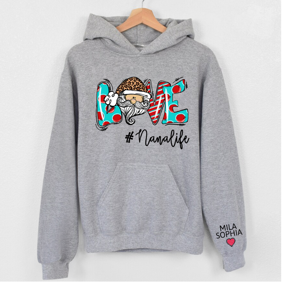 Lofaris Custom Name Love Nana Life Leopard Chrismtas Hoodie